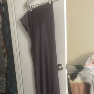 Elegant Gray/ purple Women's satin maxi skirt